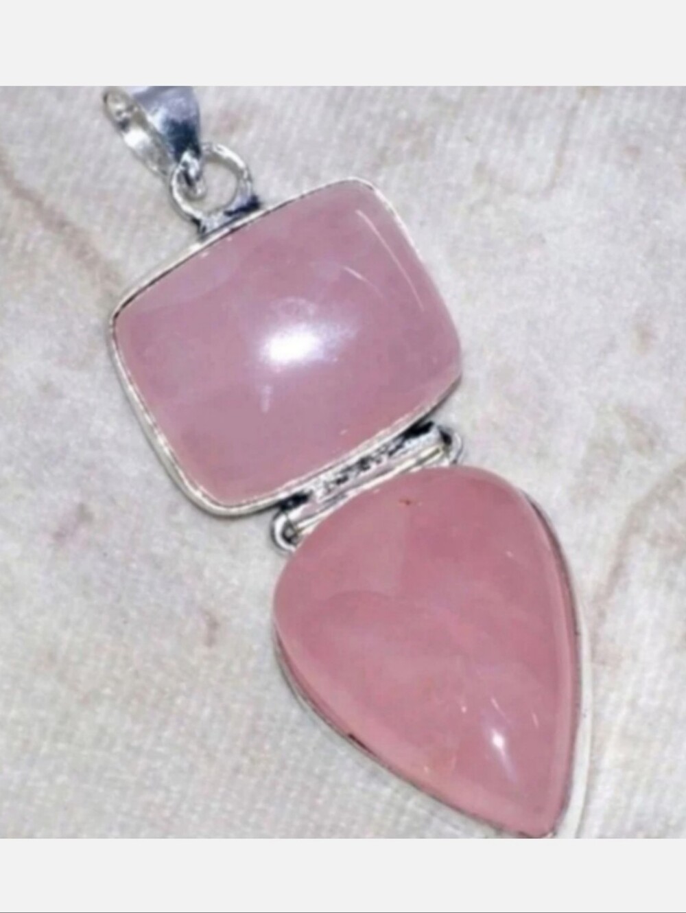 Rose Quartz Gemstone 925 Sterling Silver Handmade Pendant Necklace